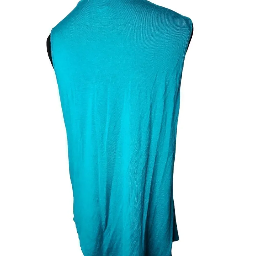 PerSeption Concept Tank Top Shirt Turquoise Blue Large V Neck Button Up - Picture 3 of 6